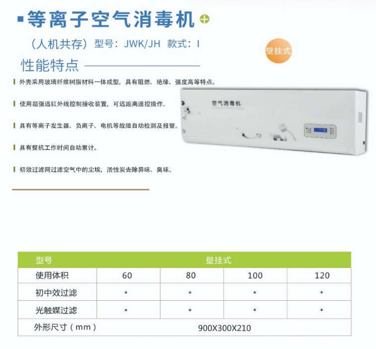 凈為康JWKJH款式Ⅰ（80?）普通壁掛，等離子空氣消毒機1.png